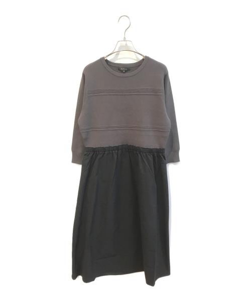 ReFLEcT（リフレクト）Reflect (リフレクト) ニット×タフタドッキングワンピース　101-53070 グレー サイズ:11 未使用品の古着・服飾アイテム