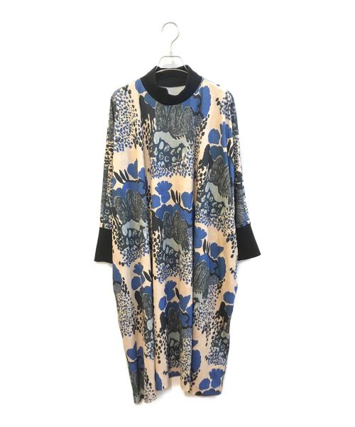 HIROKO KOSHINO（ヒロコ コシノ）HIROKO KOSHINO (ヒロコ コシノ) アートプリントジャージーワンピース　RHPAD-04690 ベージュ サイズ:38の古着・服飾アイテム
