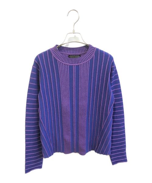HIROKO KOSHINO（ヒロコ コシノ）HIROKO KOSHINO (ヒロコ コシノ) 立体ストライプニットプルオーバー　RHFAF11430 ブルー サイズ:38の古着・服飾アイテム