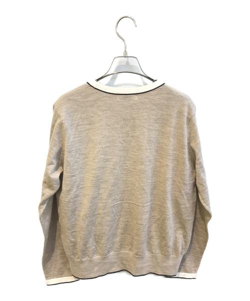 J.PRESS（ジェイプレス）J.PRESS (ジェイプレス) トリムツイン ニット　KRGJGW0020 ベージュ サイズ:Mの古着・服飾アイテム