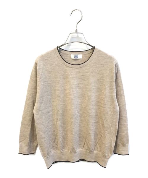 J.PRESS（ジェイプレス）J.PRESS (ジェイプレス) トリムツイン ニット　KRGJGW0020 ベージュ サイズ:Mの古着・服飾アイテム