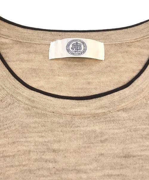 J.PRESS（ジェイプレス）J.PRESS (ジェイプレス) トリムツイン ニット　KRGJGW0020 ベージュ サイズ:Mの古着・服飾アイテム