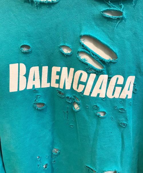 BALENCIAGA（バレンシアガ）BALENCIAGA (バレンシアガ) Caps Destroyed Hoodie　659403 TKVB6 ブルー サイズ:SIZE XXSの古着・服飾アイテム