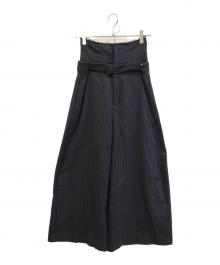 MAISON SPECIAL（メゾンスペシャル）の古着「Low Waist Layered Stripe Wide Pants　21232465204」｜ネイビー