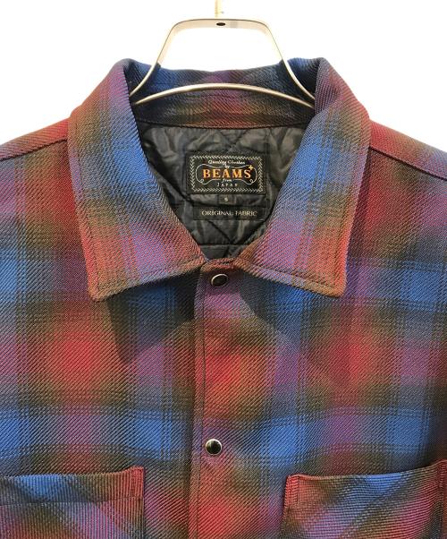 BEAMS（ビームス）BEAMS (ビームス) オンブレチェック キルトシャツブルゾン　38-18-0292-791 ブルー×レッド サイズ:Ｓの古着・服飾アイテム