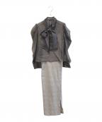 Lily Brownリリーブラウン）の古着「ボウタイブラウスセットキャミソールワンピース LWFO231031」｜グレー