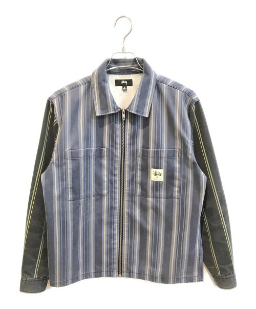 stussy（ステューシー）stussy (ステューシー) Mix Stripe Zip Up Work　1110168 ネイビー サイズ:Ｓの古着・服飾アイテム