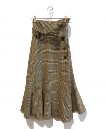 Mystrada（マイストラーダ）の古着「サイドボタンハイウエストスカート　30330291」｜ブラウン