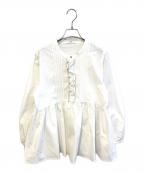 SHIPSシップス）の古着「フリル刺繍ペプラムブラウス　311-11-2137-0599」｜ホワイト