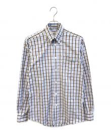HERMES（エルメス）の古着「袖セリエボタンギンガムチェックBDシャツ」｜ブルー