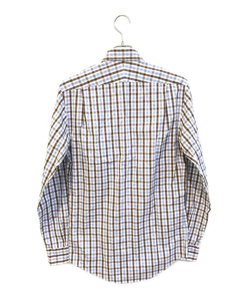 HERMES（エルメス）HERMES (エルメス) 袖セリエボタンギンガムチェックBDシャツ ブルー サイズ:38/15の古着・服飾アイテム