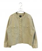 Spick and Spanスピック＆スパン）の古着「コットンノーカラー金ボタンブルゾン　23011200700010」｜オリーブ