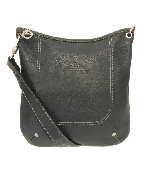LONGCHAMP（ロンシャン）LONGCHAMP (ロンシャン) レザーショルダーバッグ ブラックの古着・服飾アイテム