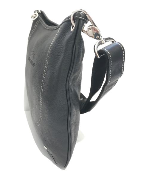 LONGCHAMP（ロンシャン）LONGCHAMP (ロンシャン) レザーショルダーバッグ ブラックの古着・服飾アイテム