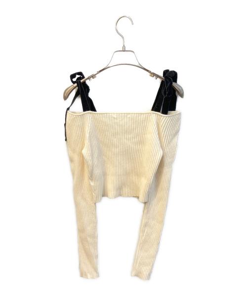 Snidel（スナイデル）Snidel (スナイデル) ショルダーリボンオフショルニットカーデ アイボリー サイズ:FREEの古着・服飾アイテム