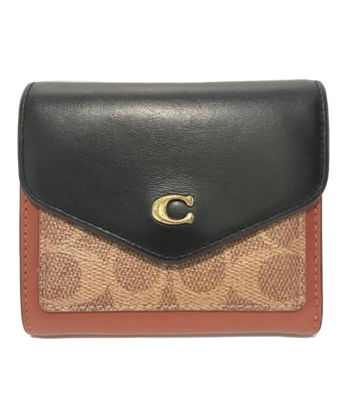 COACH（コーチ）COACH (コーチ) 3つ折り財布　C31156 ブラック×ブラウンの古着・服飾アイテム