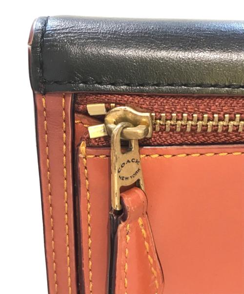 COACH（コーチ）COACH (コーチ) 3つ折り財布　C31156 ブラック×ブラウンの古着・服飾アイテム