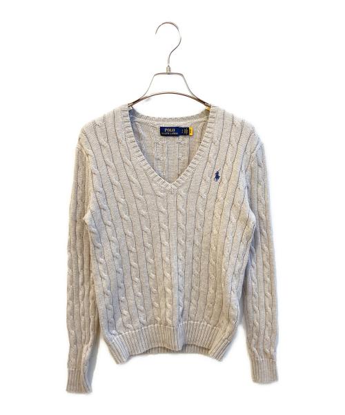 POLO RALPH LAUREN（ポロ・ラルフローレン）POLO RALPH LAUREN (ポロ・ラルフローレン) Vネックケーブルニット グレー サイズ:Sの古着・服飾アイテム