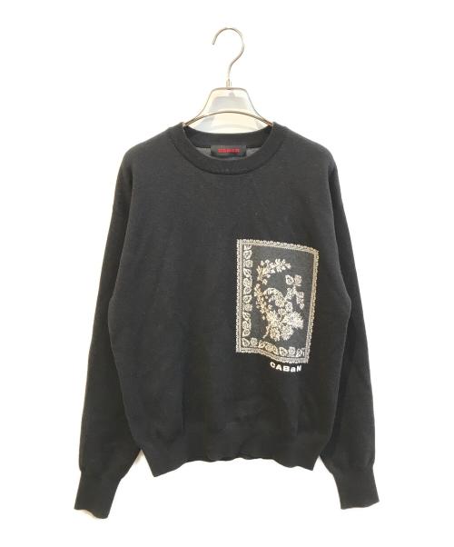 CABAN（キャバン）CABaN (キャバン) コットンカシミヤ フラワージャカードプルオーバー　59-02-41-02002 ブラック サイズ:Sの古着・服飾アイテム