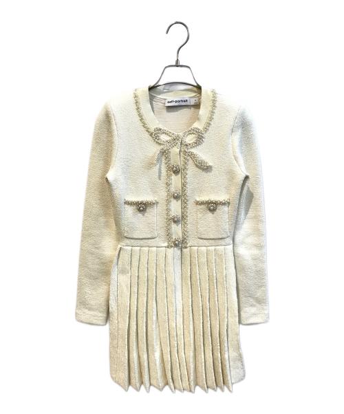 SELF PORTRAIT（セルフ ポートレイト）SELF PORTRAIT (セルフ ポートレイト) CREAM BOW KNIT MINI DRESS　AW23-916S-C ホワイト サイズ:Sの古着・服飾アイテム
