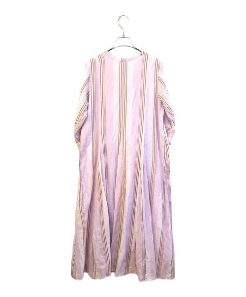 ne quittez pas（ヌキテパ）ne quittez pas (ヌキテパ) Cotton Stripe V Neck Dress　010431GM1 バイオレット サイズ:Mの古着・服飾アイテム
