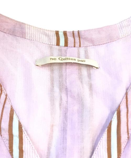 ne quittez pas（ヌキテパ）ne quittez pas (ヌキテパ) Cotton Stripe V Neck Dress　010431GM1 バイオレット サイズ:Mの古着・服飾アイテム