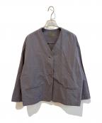 オローネオローネ）の古着「リネン混ノーカラージャケット portom22007」｜グレー