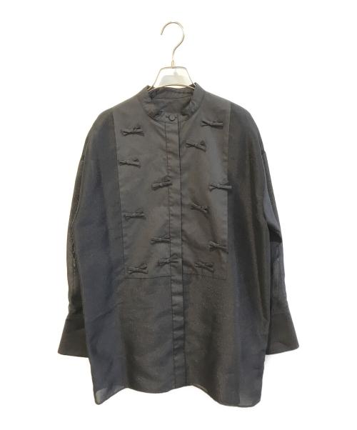 Gypsohila（ジプソフィア）Gypsohila (ジプソフィア) Ribbon Sheer Shirt　GPCF-510 ブラック サイズ:F 未使用品の古着・服飾アイテム