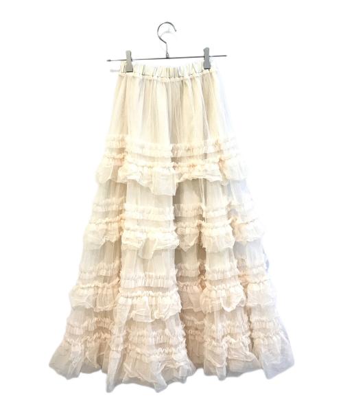 acka（エーシーケーエー）acka (エーシーケーエー) チュールロングスカート　acka240 アイボリー サイズ:Sの古着・服飾アイテム
