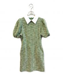 EIMY GOLF（エイミーゴルフ）の古着「カットツイードワンピース　1622532003-0」｜グリーン