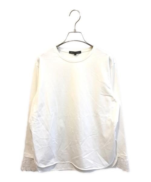 23区（ニジュウサンク）23区 (ニジュウサンク) ナチュラルコットンベア レースレイヤード カットソー ホワイト サイズ:40の古着・服飾アイテム