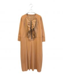 TRUNK HIROKO KOSHINO（トランク ヒロコ コシノ）の古着「フロントフリルワンピース」｜ベージュ