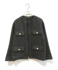 Mila Owen（ミラオーウェン）の古着「フラップデザインショートツイードジャケット 09WFJ234015」｜ブラック