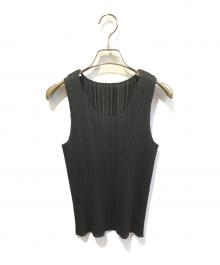 PLEATS PLEASE（プリーツプリーズ）の古着「プリーツノースリーブカットソー PP55-JK101」｜ブラック