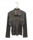 PLEATS PLEASEプリーツプリーズ）の古着「デニム転写プリントステッチジャケット PP75-JD021」｜インディゴ