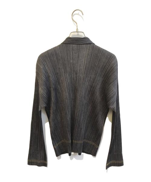 PLEATS PLEASE（プリーツプリーズ）PLEATS PLEASE (プリーツプリーズ) デニム転写プリントステッチジャケット PP75-JD021 インディゴ サイズ:Lの古着・服飾アイテム