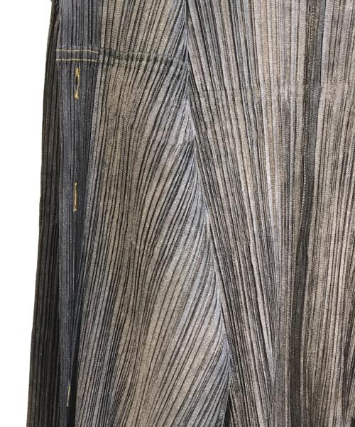 PLEATS PLEASE（プリーツプリーズ）PLEATS PLEASE (プリーツプリーズ) デニム転写プリントステッチジャケット PP75-JD021 インディゴ サイズ:Lの古着・服飾アイテム