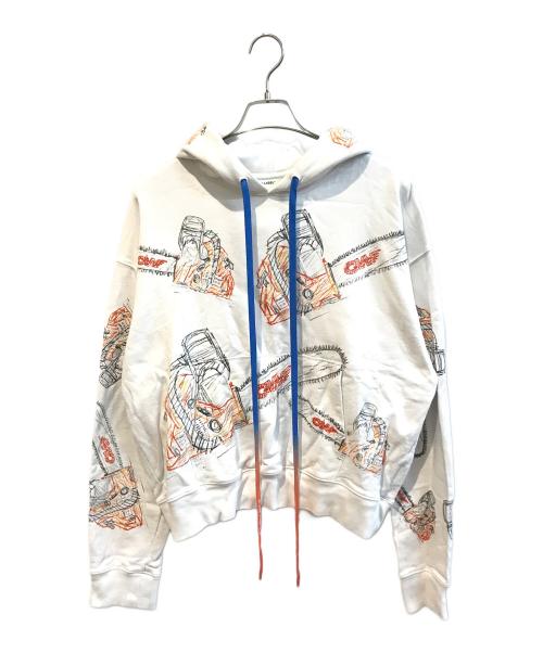 OFFWHITE（オフホワイト）OFFWHITE (オフホワイト) Chainsaw Over Hoodie 'White'/オフホワイトチェーンソーオーバーフーディーホワイト OMBB037F19E30019 ホワイト サイズ:Mの古着・服飾アイテム