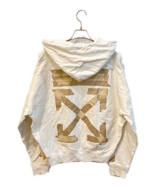 OFFWHITE（オフホワイト）OFFWHITE (オフホワイト) テープロゴ プルオーバーパーカー　OMBB037R20E30002 ホワイト サイズ:Lの古着・服飾アイテム