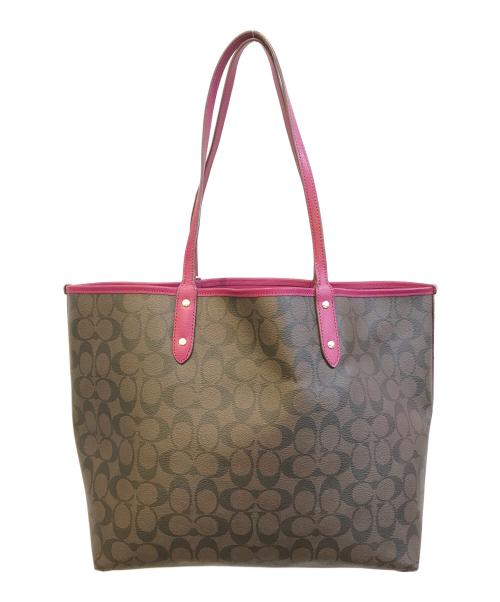 COACH（コーチ）COACH (コーチ) リバーシブルトートバッグ ブラウン×パープルの古着・服飾アイテム