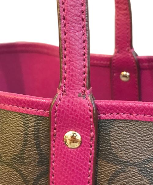 COACH（コーチ）COACH (コーチ) リバーシブルトートバッグ ブラウン×パープルの古着・服飾アイテム