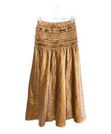MAISON SPECIAL（メゾンスペシャル）の古着「Metallic Flare Skirt　21252516003」｜ブラウン