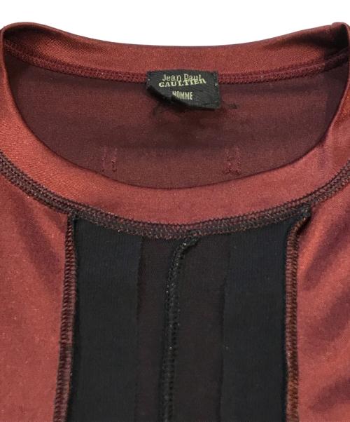 Jean Paul Gaultier homme（ジャンポールゴルチェオム）Jean Paul GAULTIER HOMME (ジャンポールゴルチェオム) ネット切替Tシャツ ボルドー サイズ:48の古着・服飾アイテム