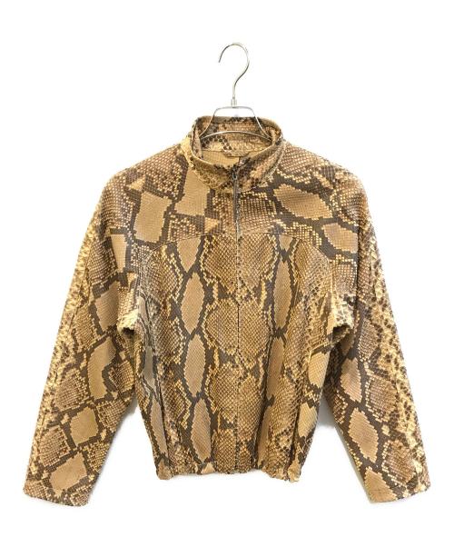 GUCCI（グッチ）GUCCI (グッチ) レザーパイソンジャケット ベージュ サイズ:44の古着・服飾アイテム