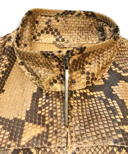GUCCI（グッチ）GUCCI (グッチ) レザーパイソンジャケット ベージュ サイズ:44の古着・服飾アイテム