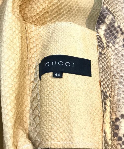 GUCCI（グッチ）GUCCI (グッチ) レザーパイソンジャケット ベージュ サイズ:44の古着・服飾アイテム