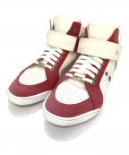 JIMMY CHOOジミーチュウ）の古着「ベルクロハイカットスニーカー」｜ホワイト×レッド