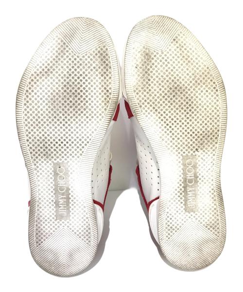 JIMMY CHOO（ジミーチュウ）JIMMY CHOO (ジミーチュウ) ベルクロハイカットスニーカー ホワイト×レッド サイズ:SIZE 40 1/2の古着・服飾アイテム