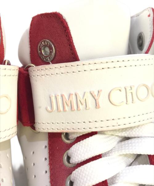 JIMMY CHOO（ジミーチュウ）JIMMY CHOO (ジミーチュウ) ベルクロハイカットスニーカー ホワイト×レッド サイズ:SIZE 40 1/2の古着・服飾アイテム