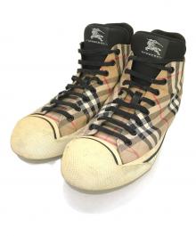 BURBERRY（バーバリー）の古着「ノバチェックハイカットスニーカー」｜ベージュ